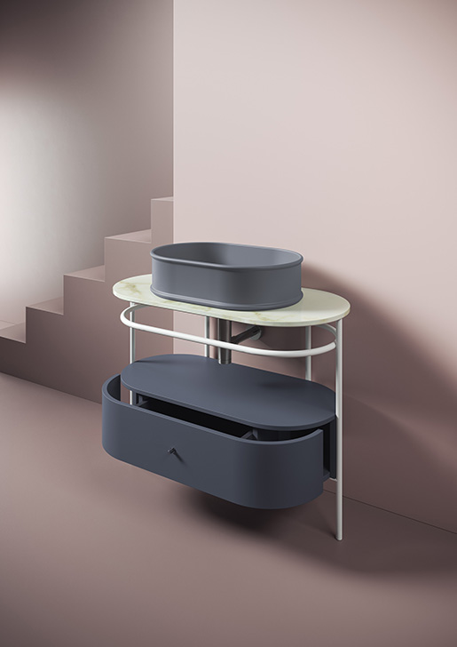 Collezioni Flair 3.0 e 4.0, struttura per lavabo di design