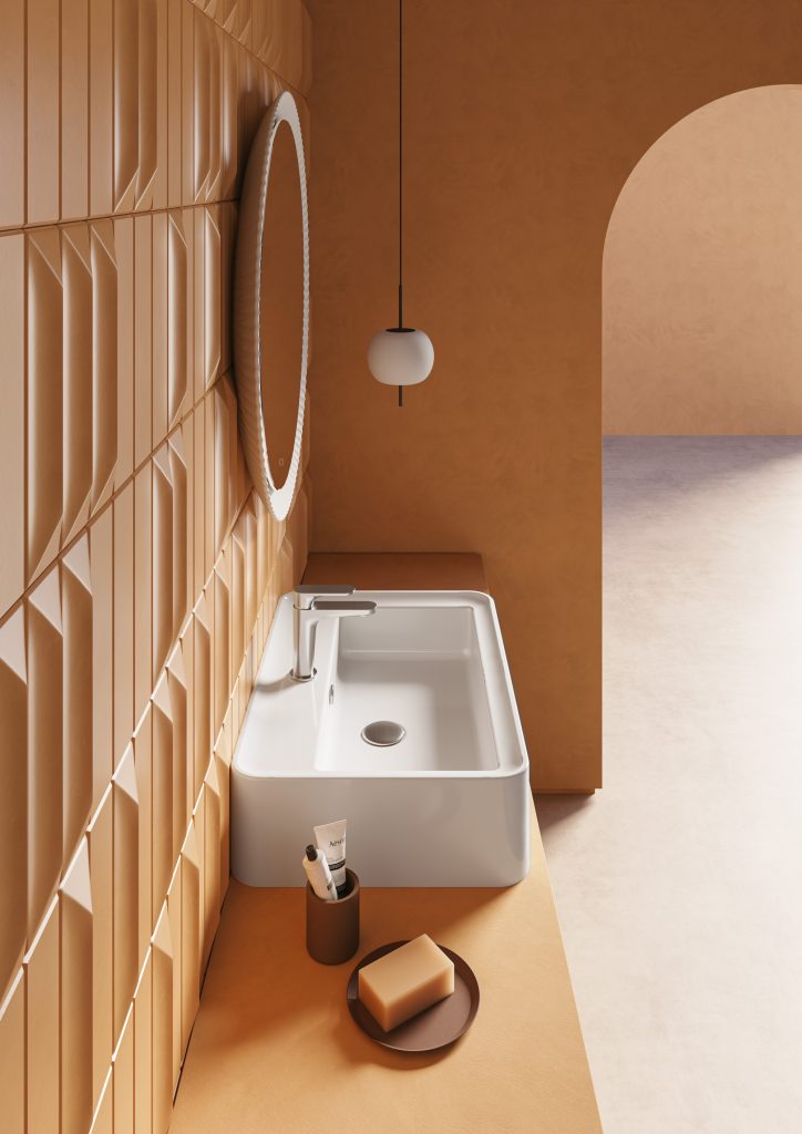 Rodolfo collection of washbasins with integrated faucets