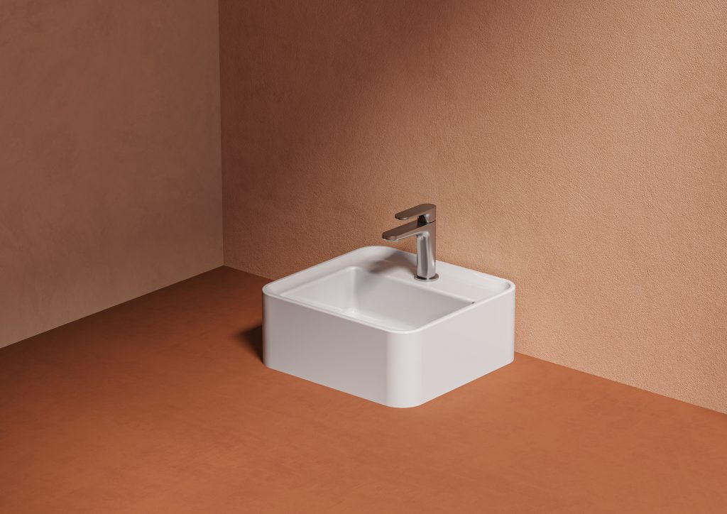 Rodolfo collection of washbasins with integrated faucets