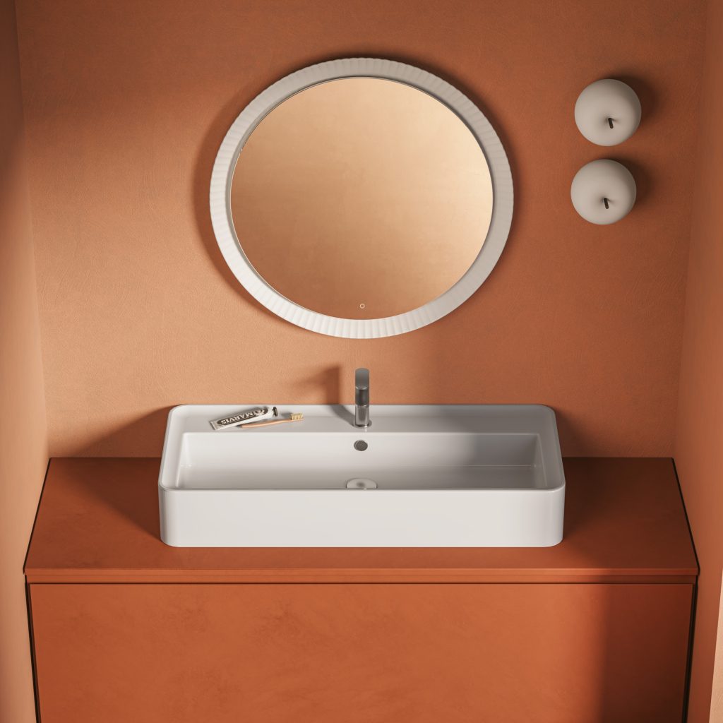 Rodolfo collection of washbasins with integrated faucets