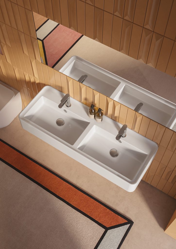Rodolfo collection of washbasins with integrated faucets
