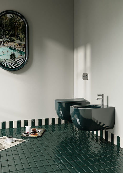 Collezione Seta - Sanitari a terra filomuro e sospesi scarico The.Reel