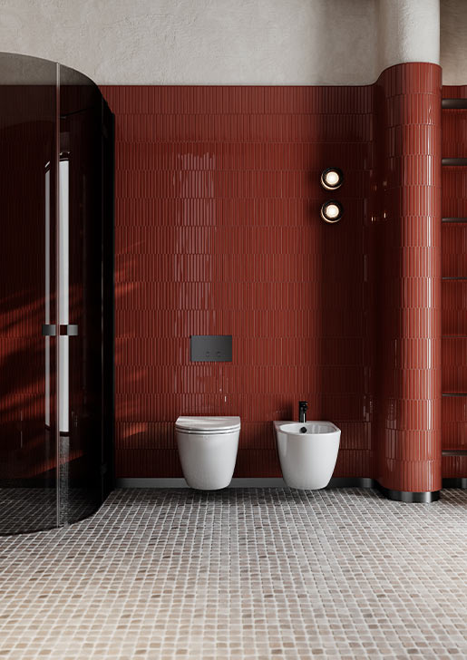 Collezione Vita - Sanitari a terra filomuro e sospesi scarico The.Reel