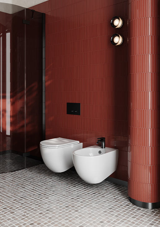 Collezione Vita - Sanitari a terra filomuro e sospesi scarico The.Reel