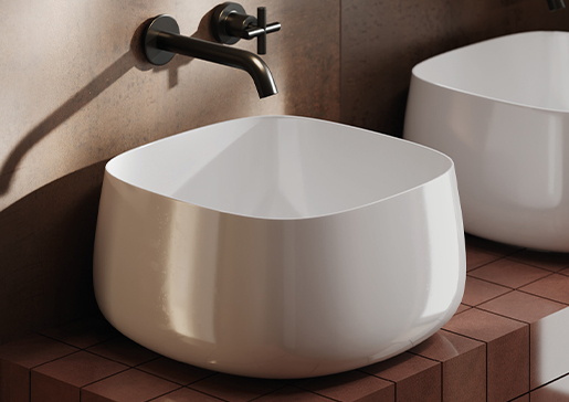 Collezione Cognac e Cognac Quadro, lavabi bagno di design