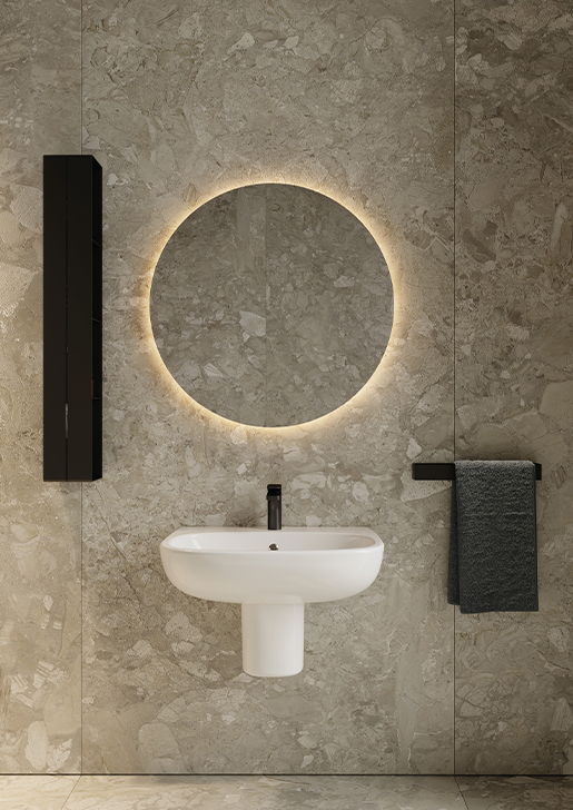 Collezione Ten - Sanitari moderni filomuro con lavabo