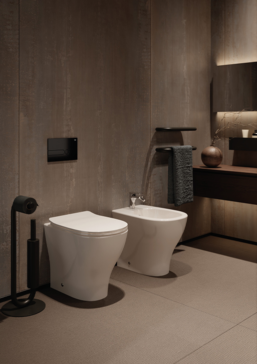 Collezione Ten - Sanitari moderni filomuro con lavabo