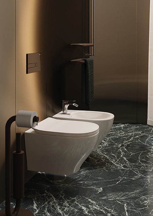 Collezione Ten - Sanitari moderni filomuro con lavabo