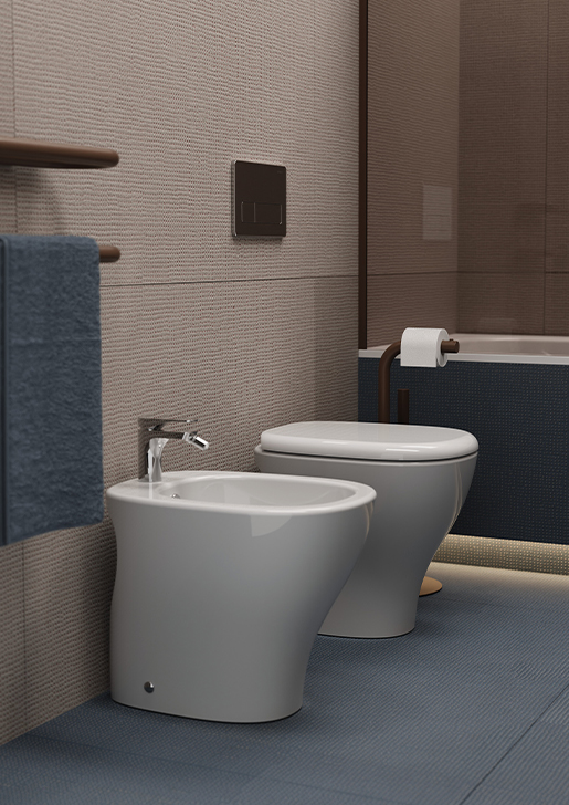 Collezione Ten - Sanitari moderni filomuro con lavabo